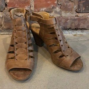 Cut out vegan leather sandal heels